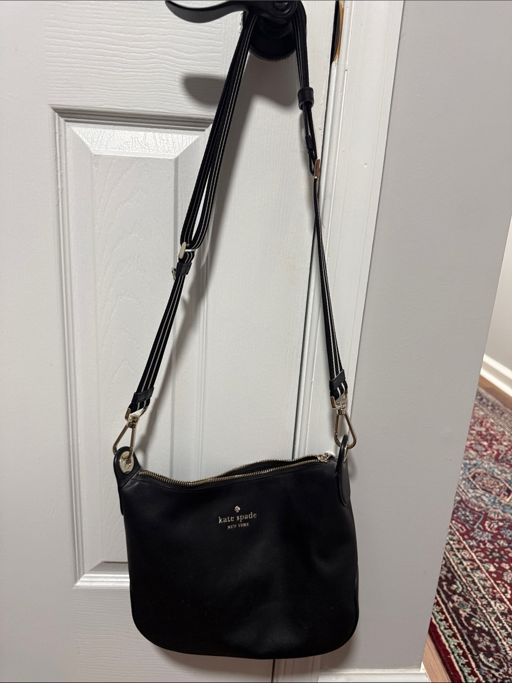 kate spade Black Leather Crossbody with Gold-Tone Hardware